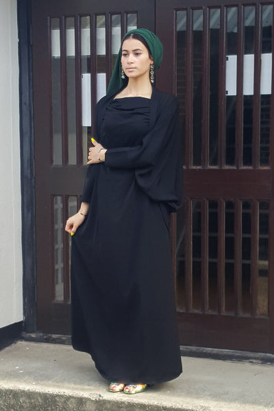 hijab with black dress Modest Muslim Womens Luxe Pleated Evening Formal Dress G761