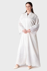 White Embroidered Broderie Abaya