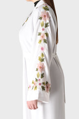 White Flower Sleeve Abaya