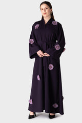 Purple 3D Flower Belt Abaya