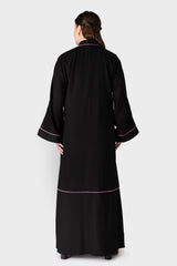 Black Abaya with Pink Trim