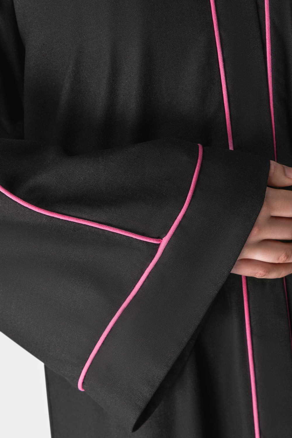 Black Abaya with Pink Trim