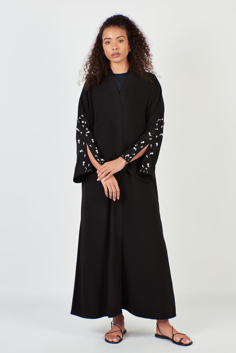 Black Pearl Abaya with Sleeve Slit