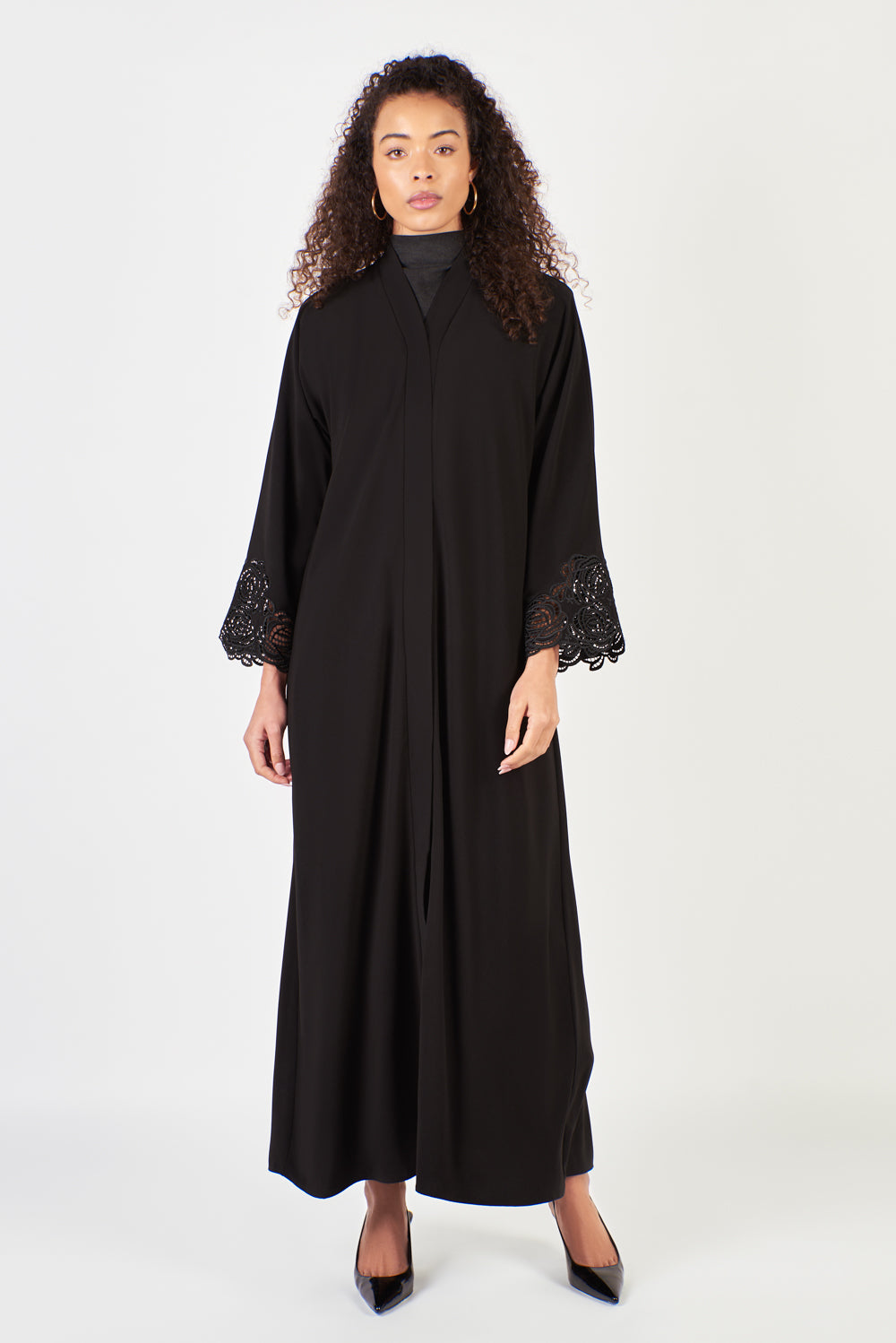 Embroidered Cuffs Black Abaya