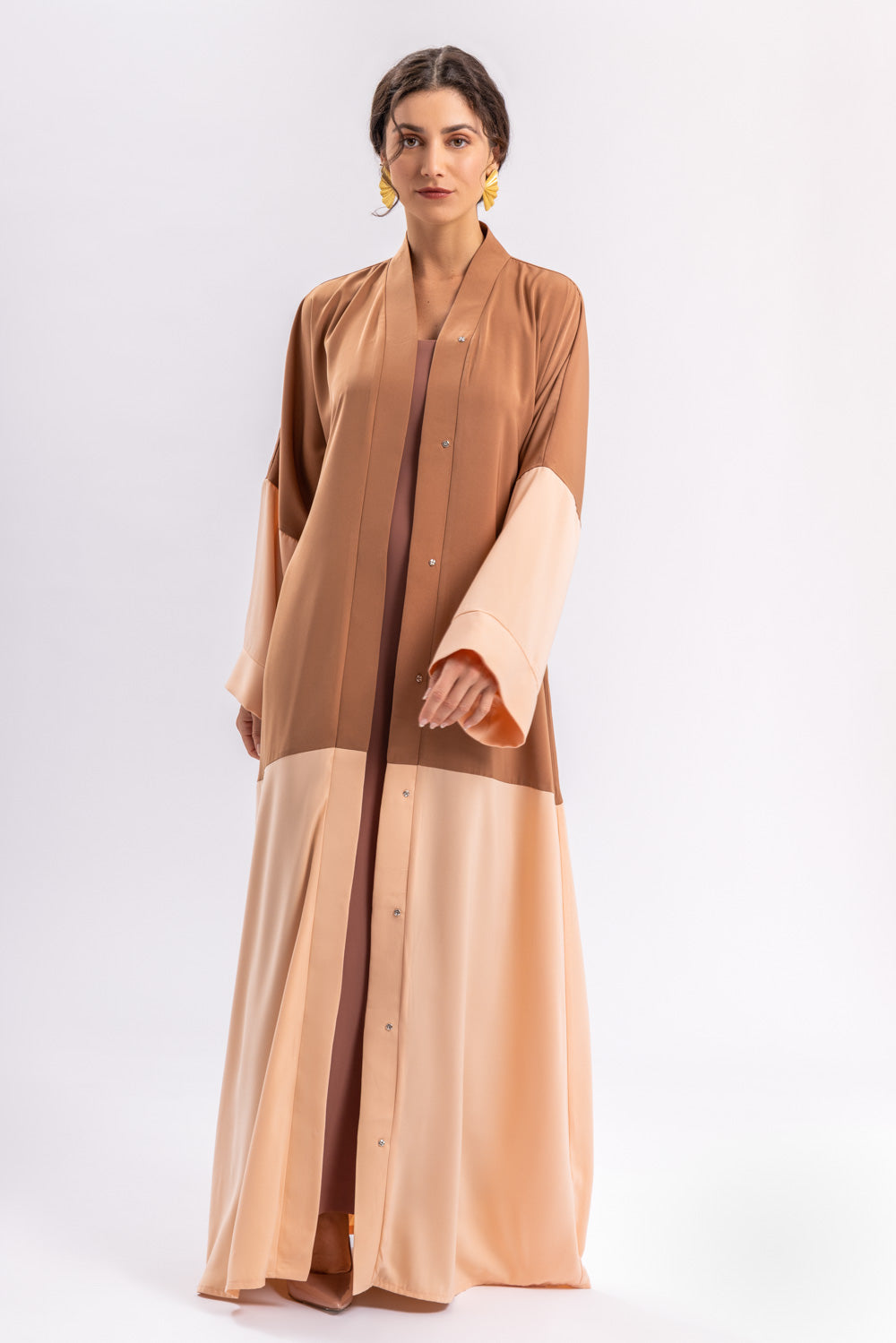 Beige Peach Open Abaya FERADJE