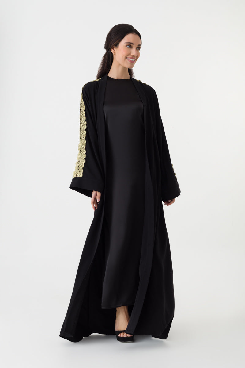 Black Gold Open Abaya