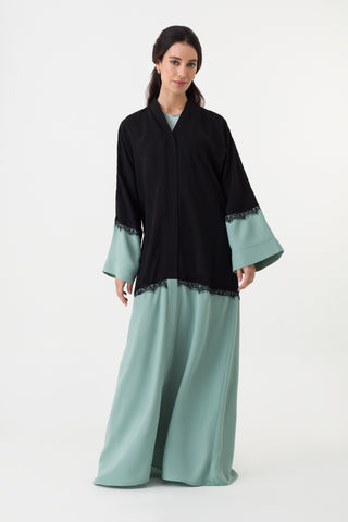Black Mint Lace Abaya