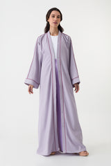 Cotton Linen Open Abaya Lilac