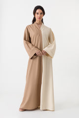 Cotton Linen Plain Beige Abaya