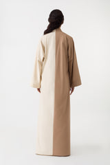 Cotton Linen Plain Beige Abaya