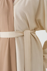 Cotton Linen Plain Beige Abaya Belt