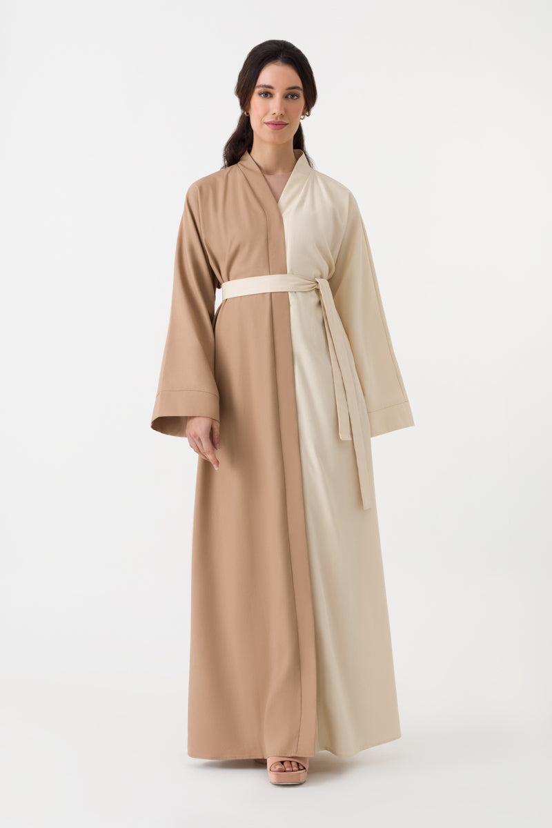 Cotton Linen Plain Beige Abaya Belt