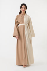 Cotton Linen Plain Beige Abaya Belt