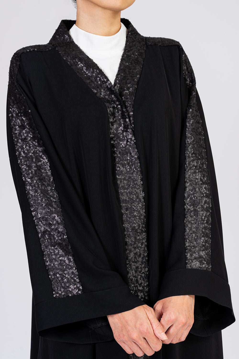 Feradje Black Sequins Closed Abaya