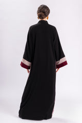 Black Abaya Red Pink Stripe FERADJE