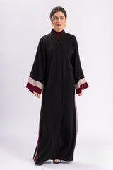 Black Abaya Red Pink Stripe FERADJE