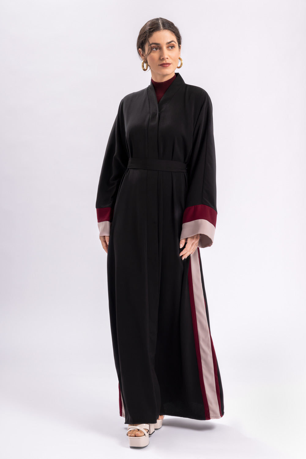 Black Pink Red Stripe Abaya Belt FERADJE