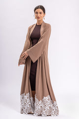 Brown Lace Open Abaya FERADJE