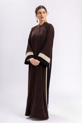 Brown Beige Black Stripe Abaya FERADJE