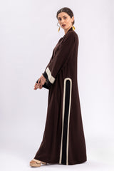 Brown Beige Black Stripe Abaya FERADJE