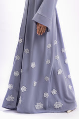 Blue Abaya White Flowers FERADJE