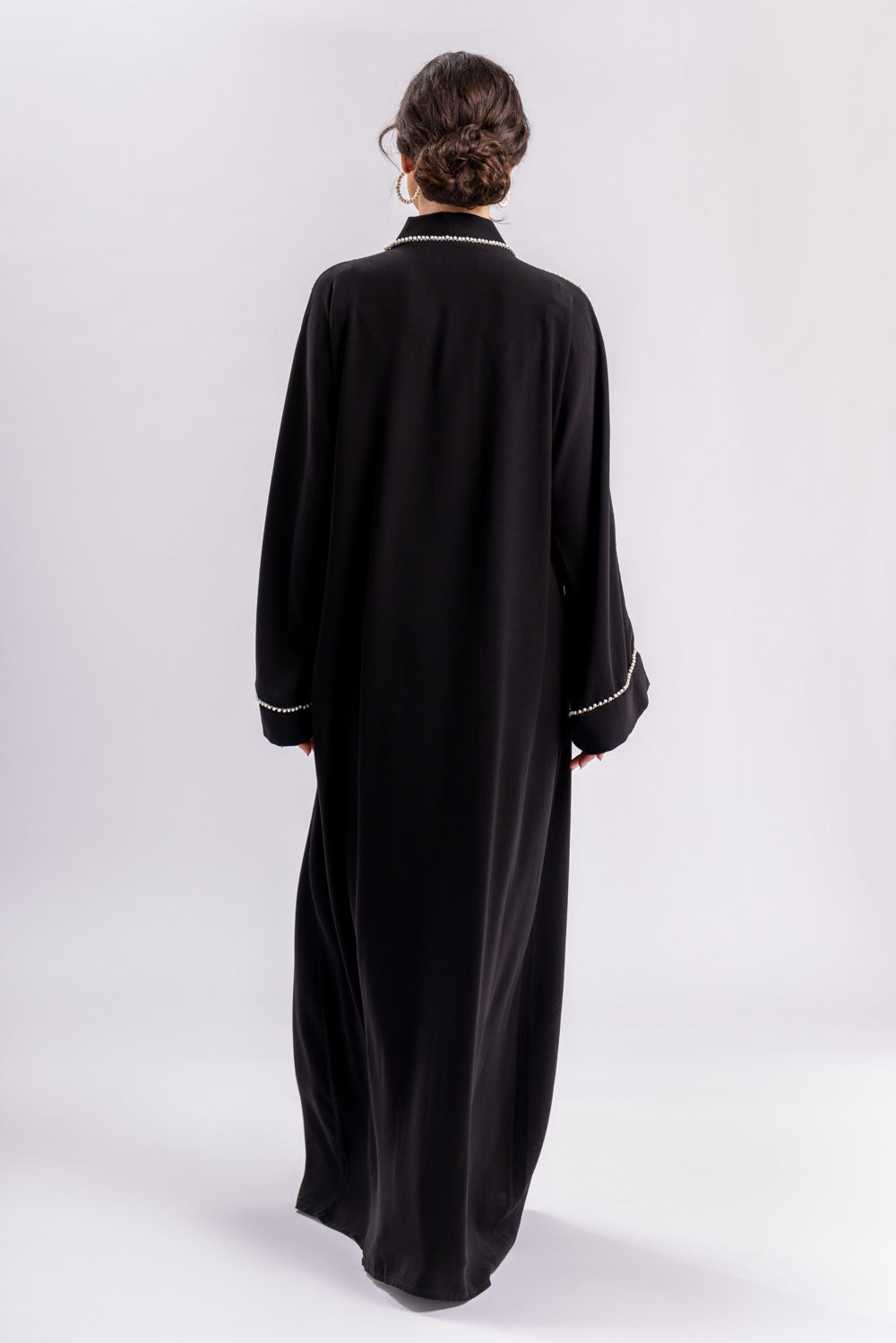 Black White Pearls Abaya FERADJE