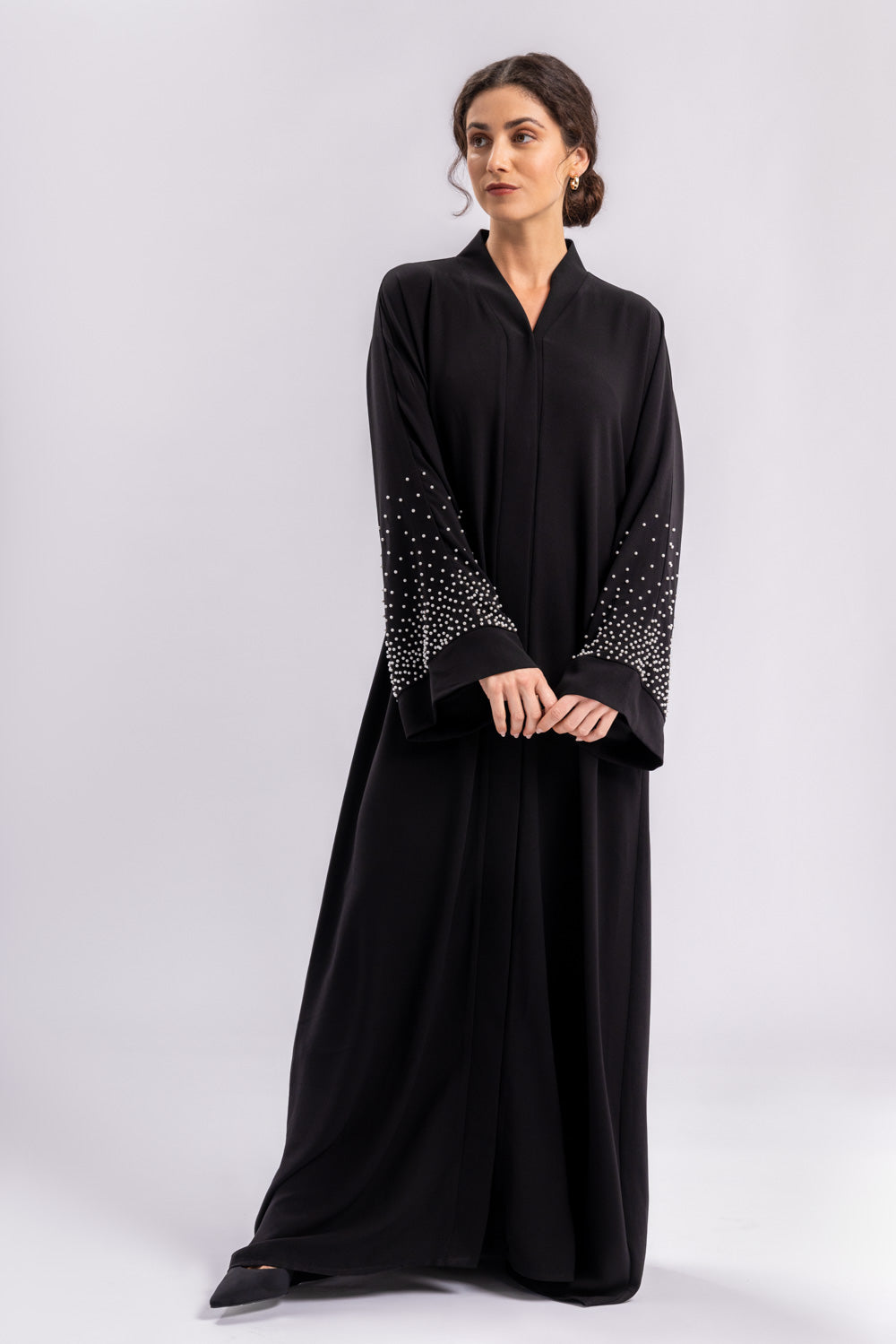 Pearl Sleeves Black Abaya FERADJE