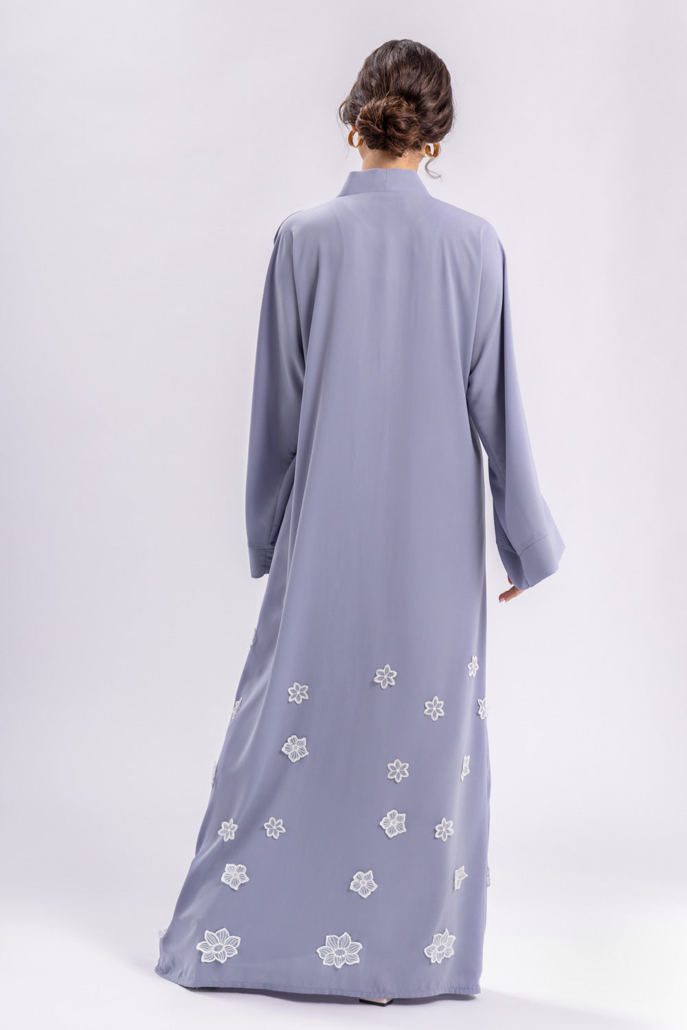 Blue White Flower Abaya