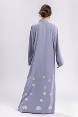 Blue White Flower Abaya