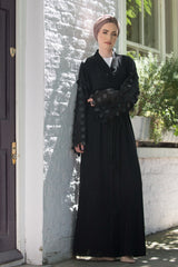 Black Abaya Textured Sleeves Belt