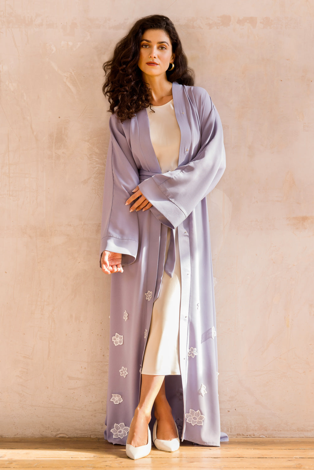 Blue Open Flower Abaya Belt