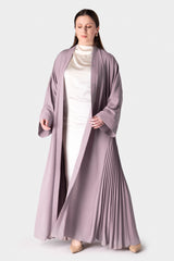 Pink Pleated Open Abaya