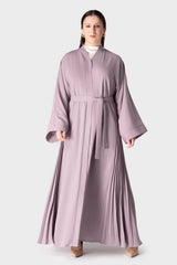 Pink Pleated Belt Abaya