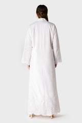 White Embroidered Broderie Abaya