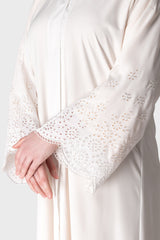 White Embroidered Broderie Abaya