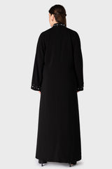 Black Pearl Neck Sleeve Abaya