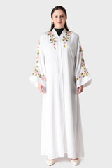 White Flower Sleeve Abaya