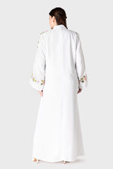 White Flower Sleeve Abaya