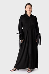 Black Belt Abaya with Bow Sleeve