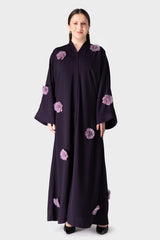Purple 3D Flower Abaya