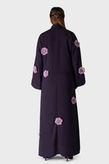 Purple 3D Flower Abaya