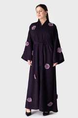 Purple 3D Flower Belt Abaya