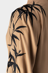 Beige with Black Embroidery Sleeve Abaya