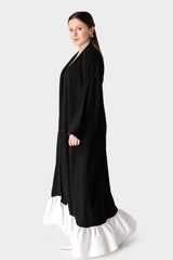 Black Abaya with White Peplum