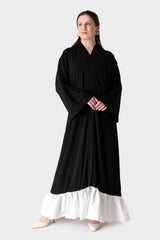 Black Abaya with White Peplum