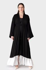 Black Belt Abaya with White Peplum