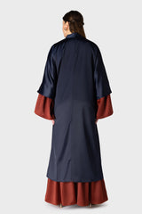 Navy Orange Layered Abaya