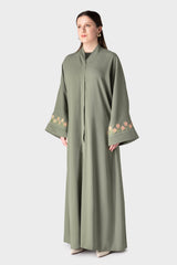 Embroidered Sleeve Green Abaya