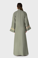 Embroidered Sleeve Green Abaya