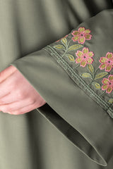 Embroidered Sleeve Green Abaya